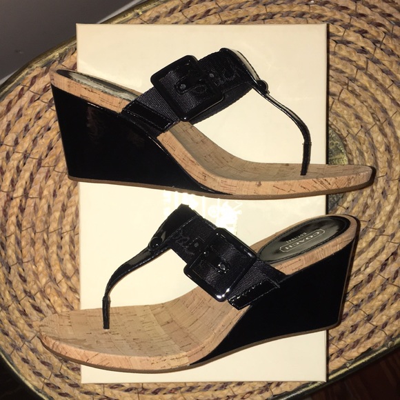 NWT Coach Bernadette Patent and Nylon Banded Wedge - Picture 5 of 8